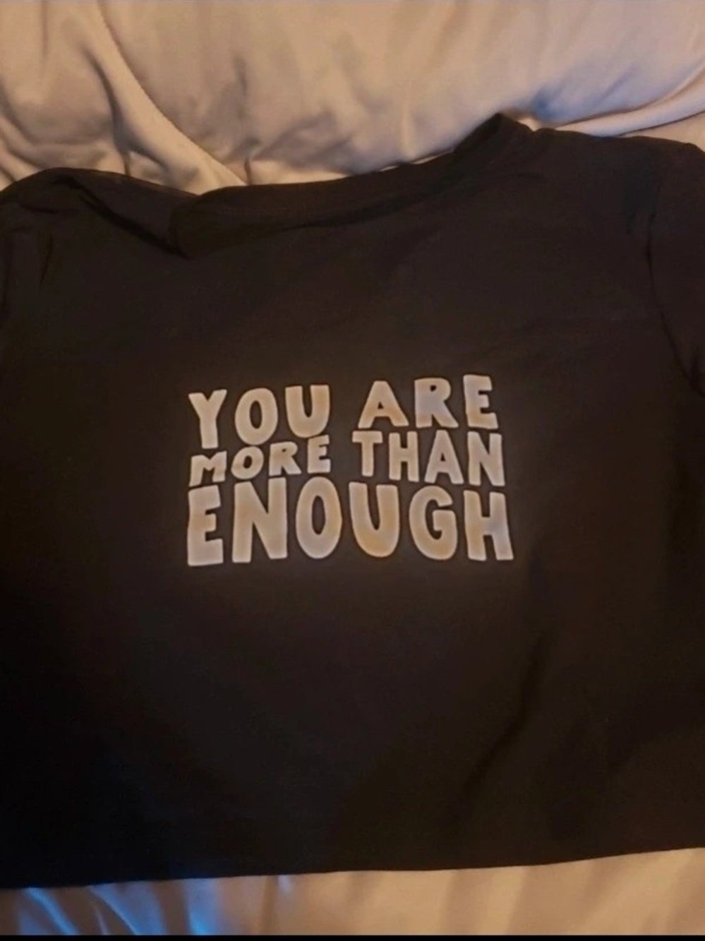 SHEIN Black Crop Top with White Motivational Text